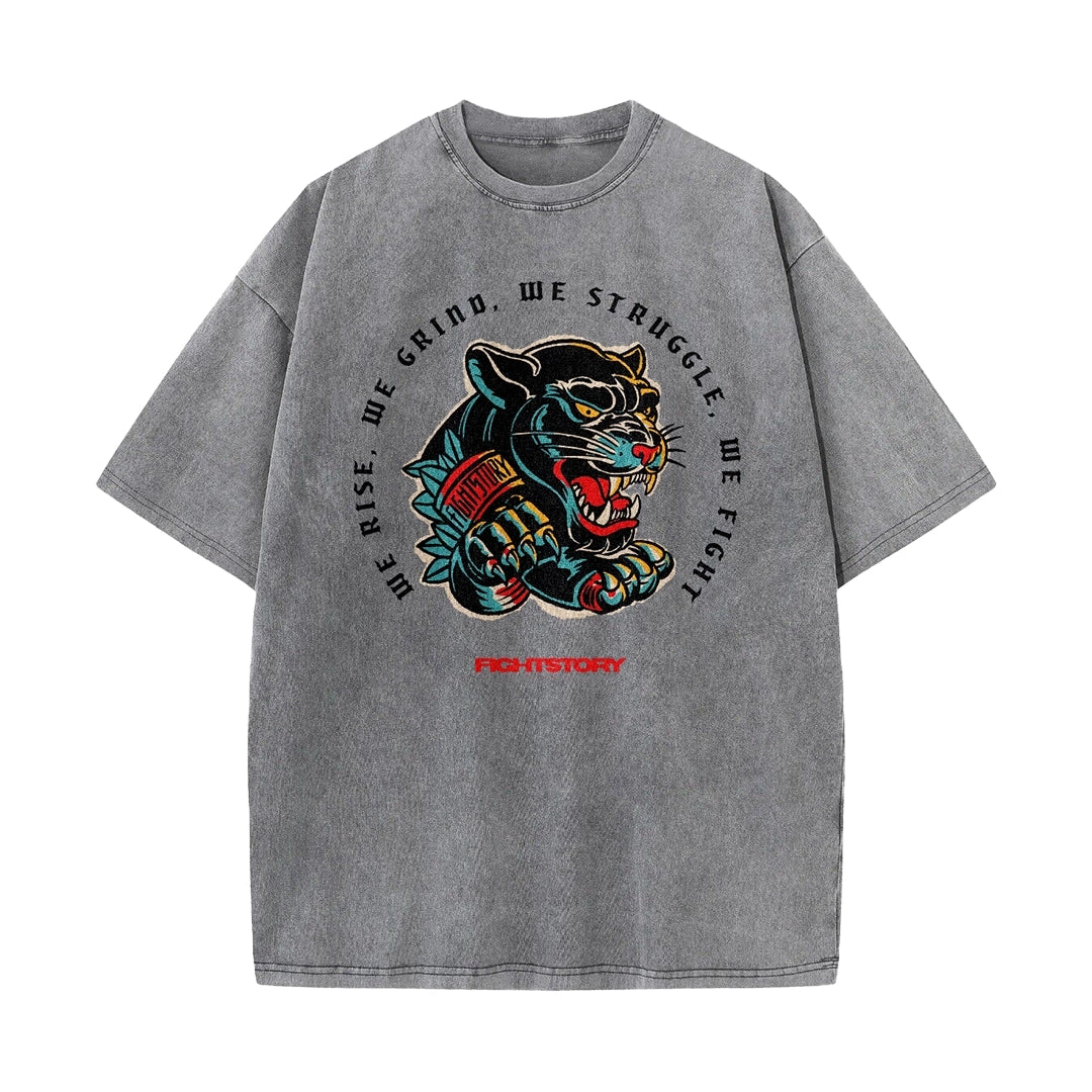 ファイトストーリー アシッドウォッシュ Tシャツ（パンサー）