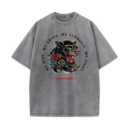 ファイトストーリー アシッドウォッシュ Tシャツ（パンサー）